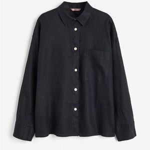 Classic Black Linen Button-Up Shirt & Pants set